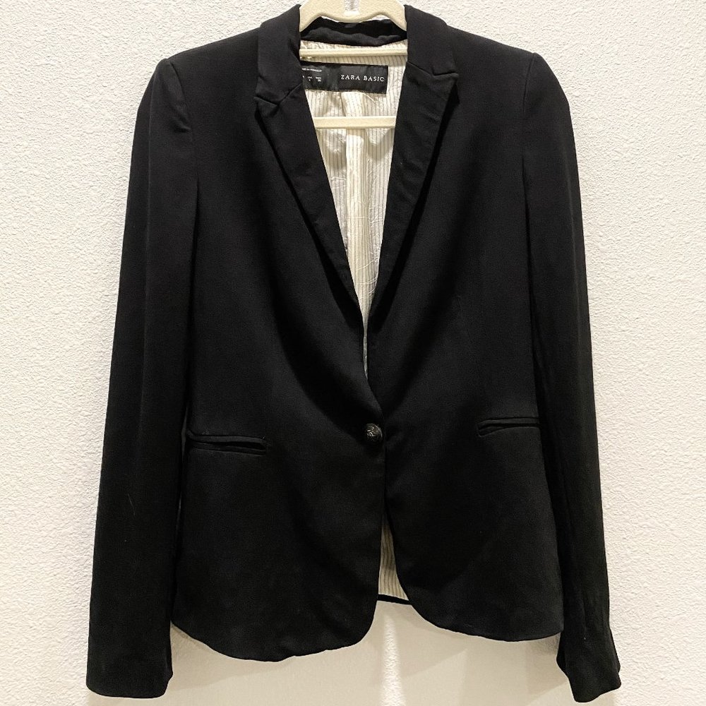 ZARA Black Soft Jersey Blazer S